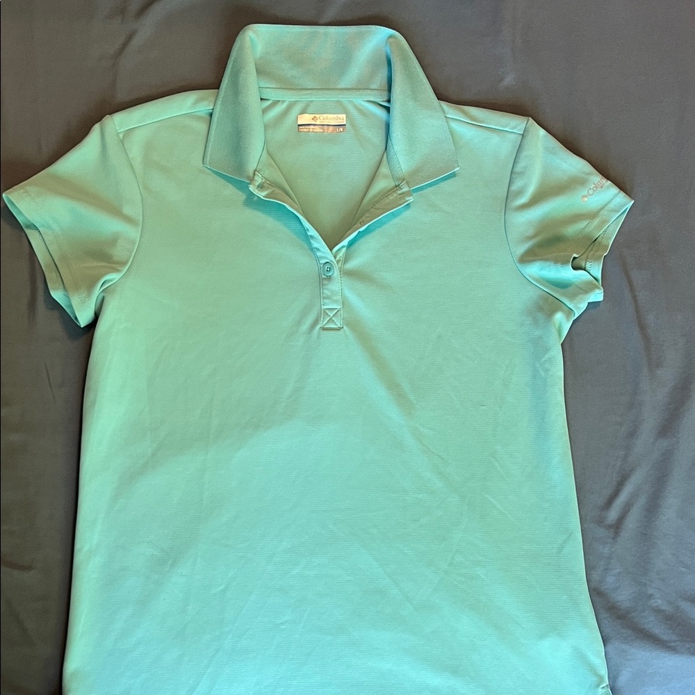 Columbia PFG Aqua Short Sleeve Polo, Large